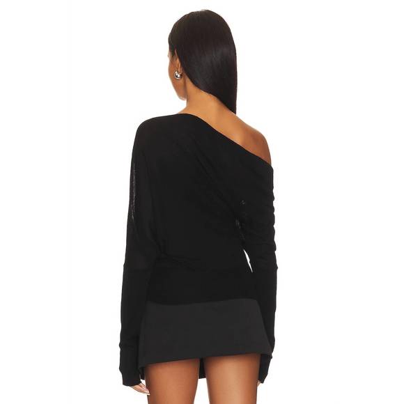 NEW ENZA COSTA women's one shoulder sweater in black